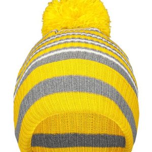 8 1/2" Spirit Pom Beanie - Gold/ Heather Grey/ White