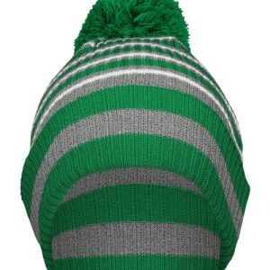 8 1/2" Spirit Pom Beanie - Kelly/ Heather Grey/ White