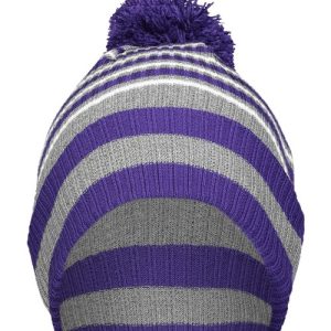8 1/2" Spirit Pom Beanie - Purple/ Heather Grey/ White