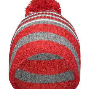 8 1/2" Spirit Pom Beanie - Red/ Heather Grey/ White