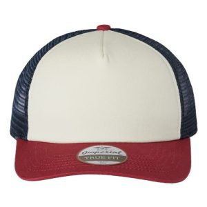 North Country Trucker Cap - Vanilla/ Red Ribbon/ Dark Navy