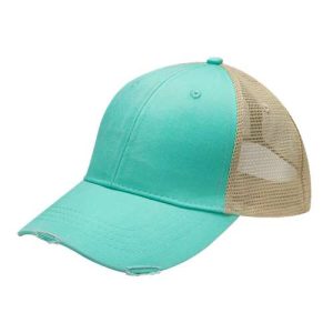 Ollie Distressed Cap - Seafoam/ Tan