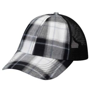 Vibe Cap - White/ Black Plaid