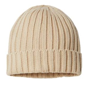 Sustainable Cable Knit Cuffed Beanie - Light Beige