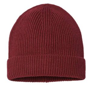 Sustainable Fine Rib Cuffed Beanie - Burgundy