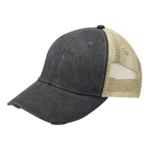 Ollie Distressed Cap - Black/ Tan