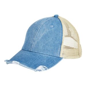 Ollie Distressed Cap - Light Denim/ Tan