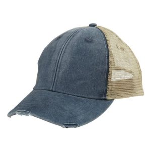 Ollie Distressed Cap - Navy/ Tan