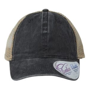 Women's Washed Mesh-Back Cap - Black/ Leopard