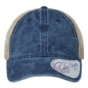 Women's Washed Mesh-Back Cap - Navy/ Stripes