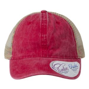 Women's Washed Mesh-Back Cap - Red/ Leopard