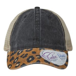Women's Printed Bill with Mesh Back Cap - Black/ Leopard/ Khaki