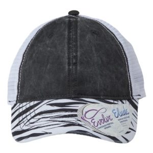 Women's Printed Bill with Mesh Back Cap - Black/ Zebra/ White