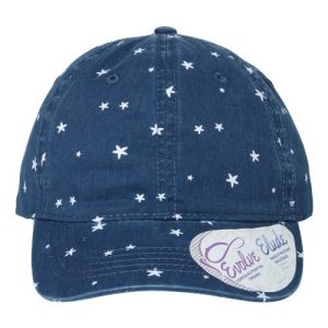 Women's Garment-Washed Fashion Print Cap - Navy/ White Stars