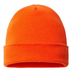 USA-Made 12" Cuffed Beanie - Deep Orange