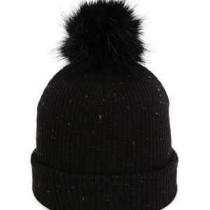 The Montage Pom Cuffed Beanie - Black