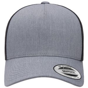 Five-Panel Retro Trucker Cap - Heather/ Black