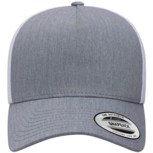 Five-Panel Retro Trucker Cap - Heather/ White