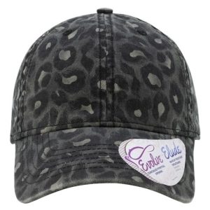 Women's Garment-Washed Fashion Print Cap - Black Leopard