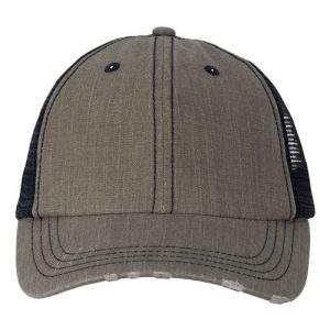 Contrast Stitch Cap - Olive Green/ Navy