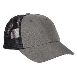 Washed Hemp Soft Mesh Trucker Cap - Charcoal/ Black