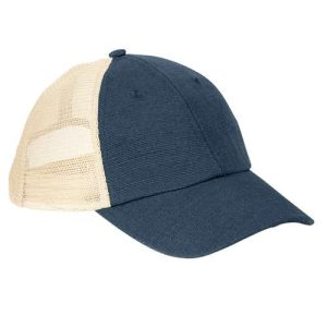 Washed Hemp Soft Mesh Trucker Cap - Navy/ Oyster