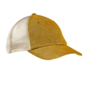 Washed Hemp Soft Mesh Trucker Cap - Old Gold/ Oyster