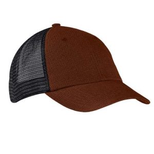 Washed Hemp Soft Mesh Trucker Cap - Sienna/ Black