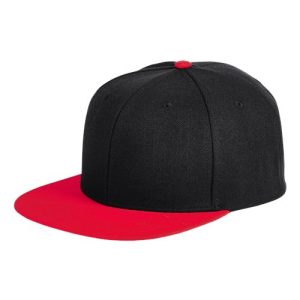 Flat Bill Sport Cap - Black/ Red