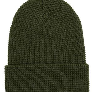 Waffle Cuffed Beanie - Olive Green