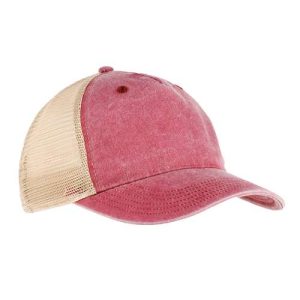 Pigment-Dyed Trucker Cap - Nautical Red/ Khaki