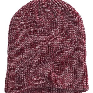 Ribbed Marled Beanie - Maroon/ Grey