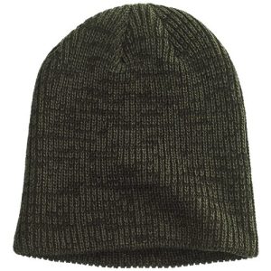 Ribbed Marled Beanie - Olive/ Black