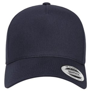 Retro Cotton Blend Trucker Snapback Cap - Navy
