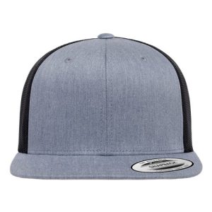 Retro High Profile Trucker Cap - Heather Grey/ Black