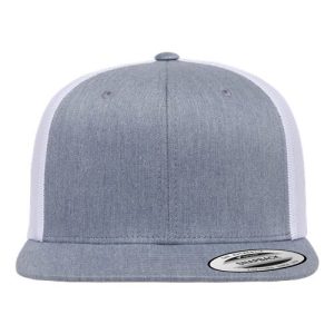 Retro High Profile Trucker Cap - Heather Grey/ White