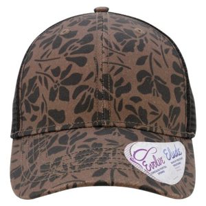 Women's Modern Trucker Cap - Chocolate Floral/ Black
