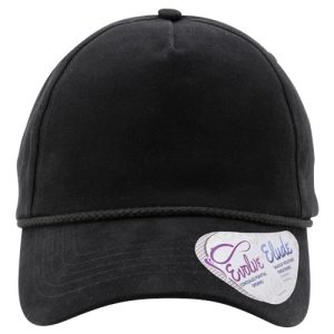 Women's Washed 5-Panel Rope Cap - Black/ Black Leopard