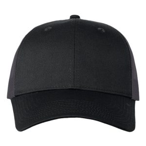 Mesh-Back Twill Trucker Cap - Black/ Charcoal