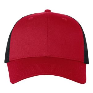 Mesh-Back Twill Trucker Cap - Red/ Black