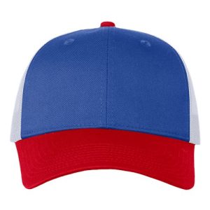 Mesh-Back Twill Trucker Cap - Royal/ White/ Red