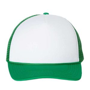 Foam Mesh-Back Trucker Cap - White/ Kelly