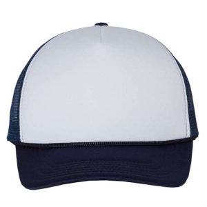 Foam Mesh-Back Trucker Cap - White/ Navy