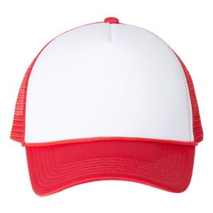 Foam Mesh-Back Trucker Cap - White/ Red