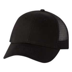 Mesh-Back Twill Trucker Cap - Black