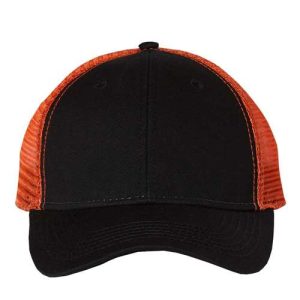 Bio-Washed Trucker Cap - Black/ Orange