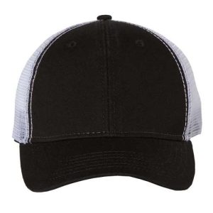 Bio-Washed Trucker Cap - Black/ White