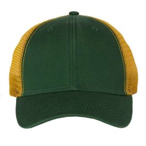 Bio-Washed Trucker Cap - Dark Green/ Gold