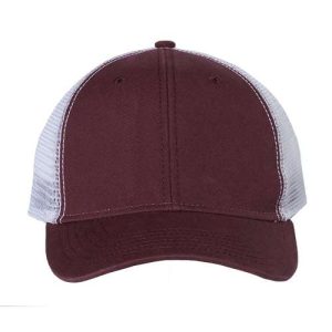 Bio-Washed Trucker Cap - Maroon/ White