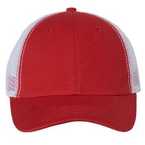 Bio-Washed Trucker Cap - Red/ White